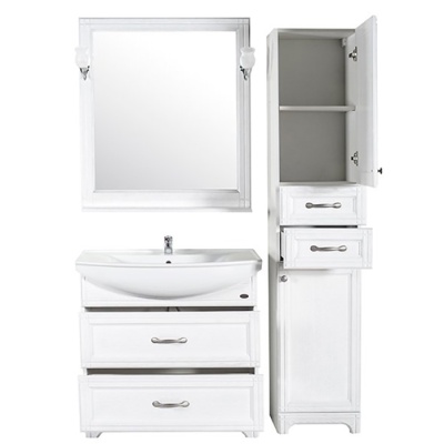 Тумба под раковину ASB-Woodline Берта 85 Белый патина серебро