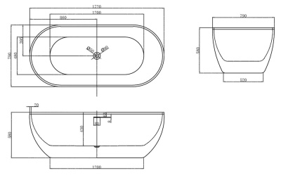 Акриловая ванна Abber AB9241 172х74 без гидромассажа