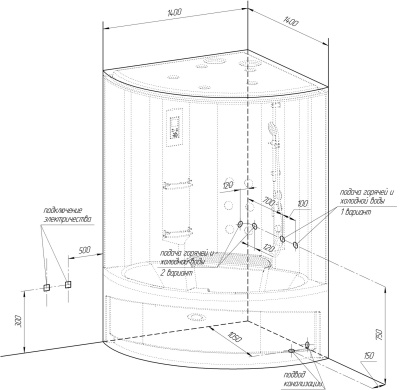 Душевой бокс Radomir Даниэла 1 140x140 1-04-1-0-4-0741 профиль Белый стекло матовое