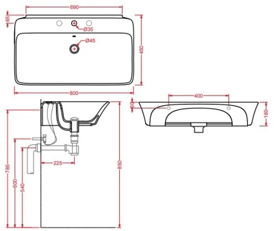 Раковина Artceram Cow 80 CWL003 01 00 Белая