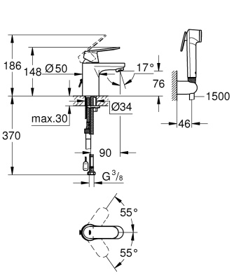 Смеситель для раковины Grohe Eurosmart Cosmopolitan 23125000 Хром