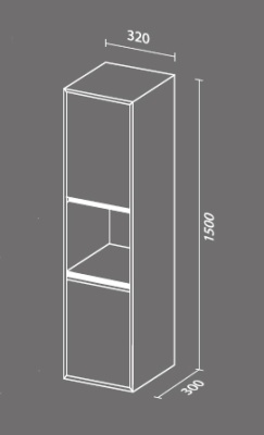 Шкаф пенал SanVit Контур 32 в цвете Ral вертикальные ручки подвесной Белый глянец