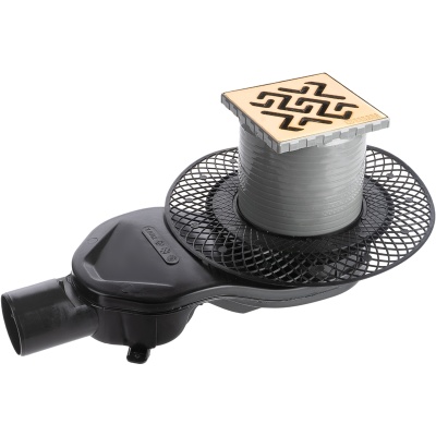 Душевой трап Berges Wasserhaus Platz Antik 100x100 092160 с решеткой Золото глянец