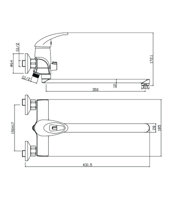 Смеситель для ванны Olive's Lerida 08221LR универсальный Хром