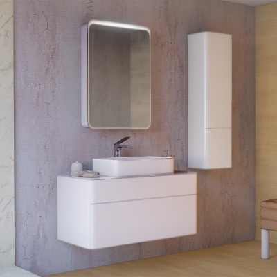 Тумба под раковину Raval Pure 100 подвесная Белая