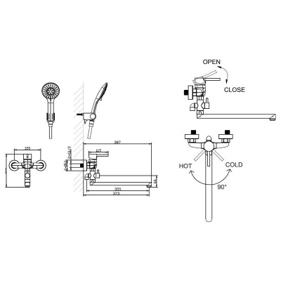 Смеситель для ванны Bravat Slim TF6332366CP-01L-RUS универсальный Хром