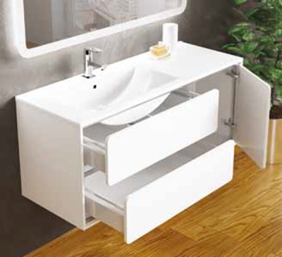 Тумба с раковиной SanVit Бруно-2 120 L kbruno2120 в цвете Ral подвесная Белый глянец