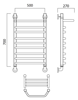 Водяной полотенцесушитель Aquanerzh 04-01A7050 Хром