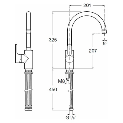 Смеситель для кухни Roca L20 CS 5A8409C0M Хром