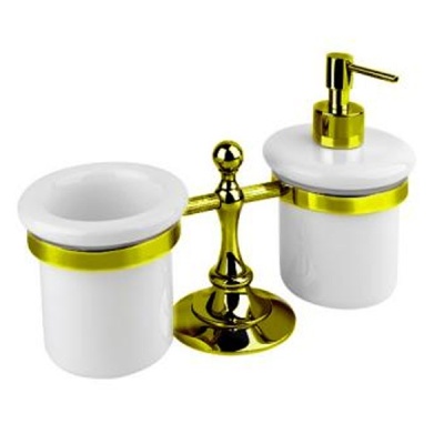 Стакан и дозатор для жидкого мыла Cezares OLIMP-TDT-03/24-M Золото Белый Стакан и дозатор для жидкого мыла Cezares OLIMP-TDT-03/24-M Золото Белый