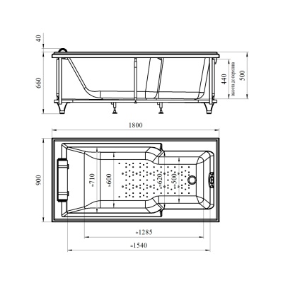 Акриловая ванна Radomir Fra Grande Руссильон 180x90 без гидромассажа Хром