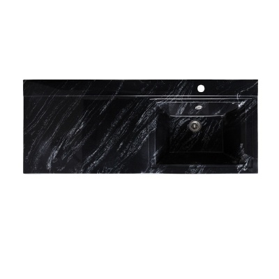 Тумба с раковиной Runo Лира 60 левая Черный мрамор