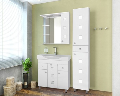 Зеркальный шкаф Style Line Крокус 75 С с подсветкой Белый глянец