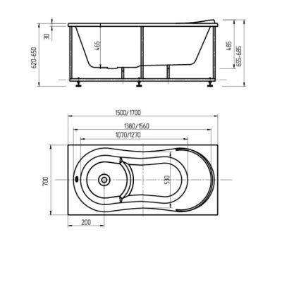 Акриловая ванна Акватек Афродита 150x70 без гидромассажа