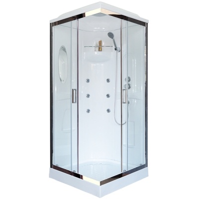 Душевая кабина Royal Bath HP 80х80 RB80HP2-T-CH с гидромассажем стекло прозрачное задняя стенка Белая