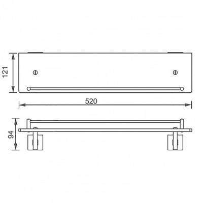 Стеклянная полка Aquanet 6187 Хром
