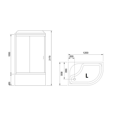 Душевая кабина Royal Bath ВК 120x80 RB8120BK1-T-CH-L стекло прозрачное задние стенки Белые