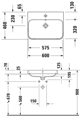 Раковина Duravit Happy D 2 Plus 60 2360600000 Белая