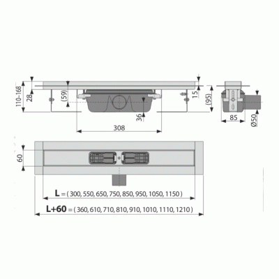Душевой лоток Alcaplast Professional APZ6-1150 без решетки