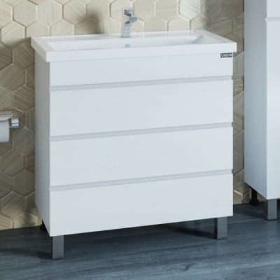 Тумба с раковиной СанТа Марс 80 3 ящика Белая