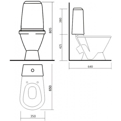 Унитаз Sanita Кама эконом KMASACC01090111 Белый