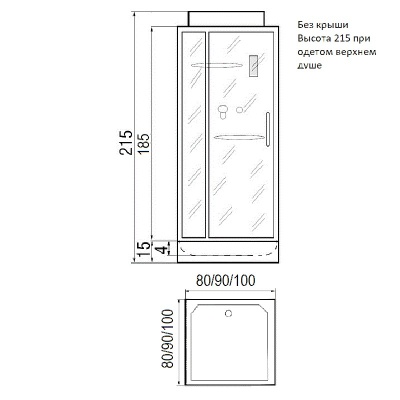 Душевая кабина River Tana 80x80x15 Б/К 10000001709+10000003004 с поддоном