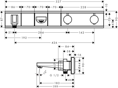 Смеситель для ванны Hansgrohe RainSelect 15359600 с термостатом Хром Черный