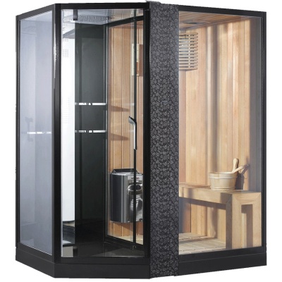 Душевая кабина Orans SR-89103S R black 180x130 с сауной профиль Черный стекло прозрачное