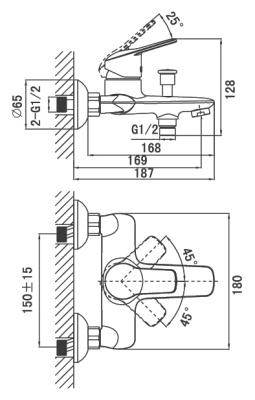 Смеситель для ванны D&K Bayern Arbeo DA1243201 Хром