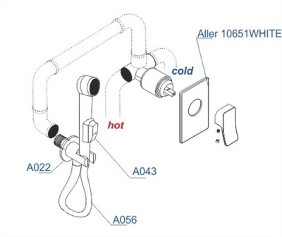 Гигиенический душ со смесителем WasserKRAFT Aller A010656WHITE Хром Белый