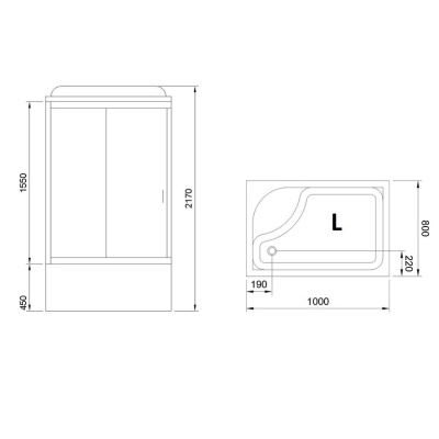 Душевая кабина Royal Bath BP 100х80 RB8100BP6-WT-CH-L стекло прозрачное задняя стенка Белая