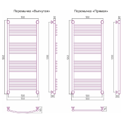 Водяной полотенцесушитель Сунержа Богема+ 1200х500 Хром