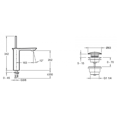 Смеситель для раковины Jacob Delafon Stance E14761-CP Хром