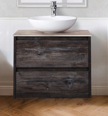 Комплект мебели для ванной BelBagno SET-KRAFT-600-PP-C-BB344-LOY со смесителем Pino Pasadena, столешница - Cemento (без нанесения узора)