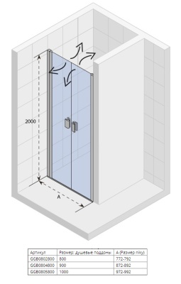 Душевая дверь в нишу Riho Nautic 3000 N111 100x200 Хром