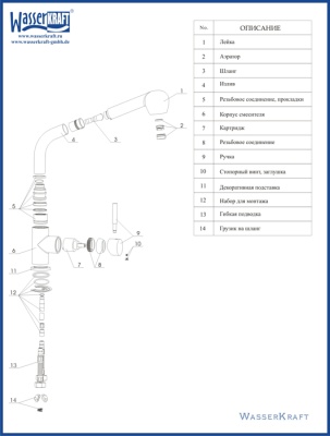 Смеситель для кухни WasserKRAFT Main 4166 Хром