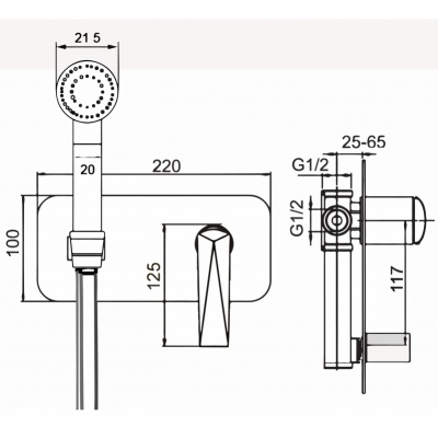 Гигиенический душ со смесителем Boheme Venturo 377-W Хром Белый