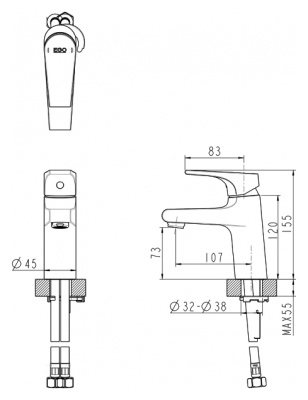 Смеситель для раковины Bravat Vega F1119177CP Хром