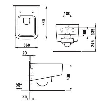Унитаз Laufen Pro S Rimless 8.2096.2 подвесной без сиденья