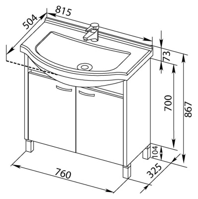 Тумба под раковину Aquanet Донна 80 168931 Дуб светлый