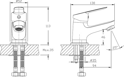 Смеситель для раковины Rush Crete CR3535-11 Хром
