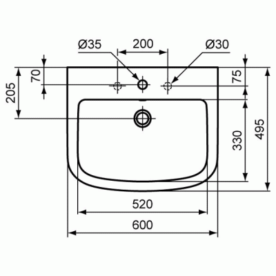Раковина Ideal Standard Tempo 60 T056401 Белая