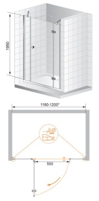 Душевая дверь в нишу Cezares Verona B-13-40 130 VERONA-W-B-13-40+60/30-C-Cr профиль Хром стекло прозрачное