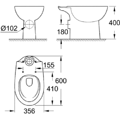 Чаша унитаза-компакт Grohe Bau Ceramic 39349000 без сиденья
