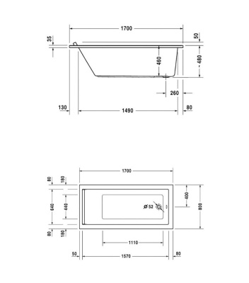 Акриловая ванна Duravit Starck 170х80 700336000000000 без гидромассажа