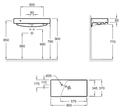 Раковина Jacob Delafon Rythmik 80 EXP112-Z-00 Белая