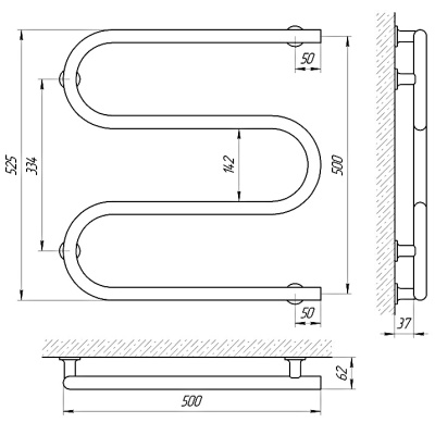 Электрический полотенцесушитель Laris М-образный 50х50 Хром