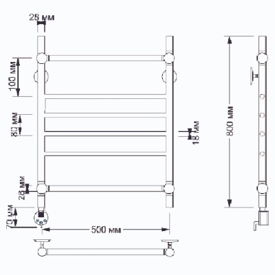 Электрический полотенцесушитель Secado Флоренция 4 50х60 Бронза