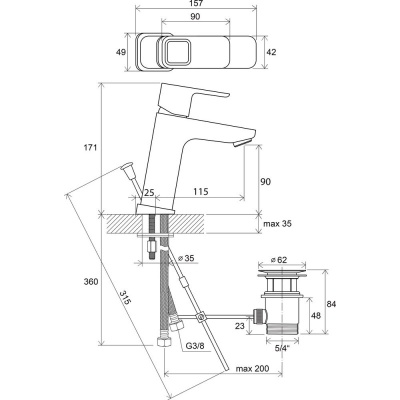 Смеситель Ravak 10° TD 013.00 Хром