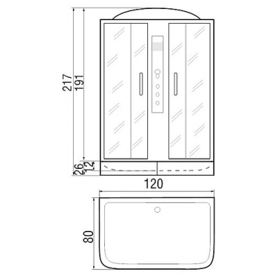 Душевая кабина River Sena 120x80x26 ТН 10000001451+10000000259 с поддоном